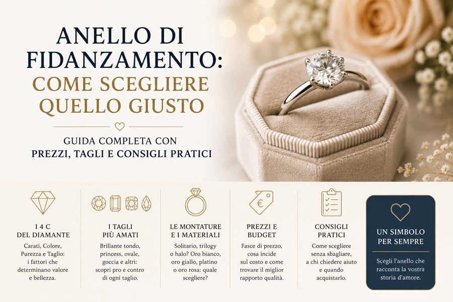 Anello di fidanzamento come scegliere quello giusto - guida completa con prezzi, tagli e consigli pratici
