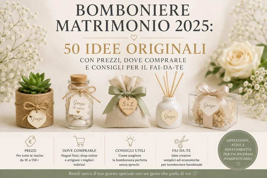 Bomboniere matrimonio 2025 50 idee originali (con prezzi, dove comprarle e consigli per il fai-da-te)
