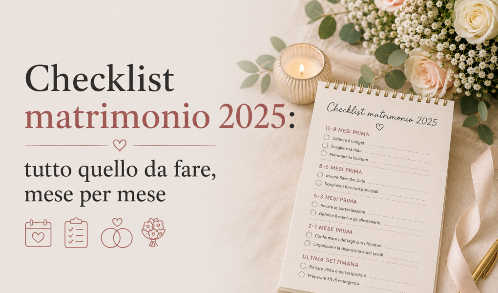 Checklist matrimonio 2025 tutto quello da fare, mese per mese