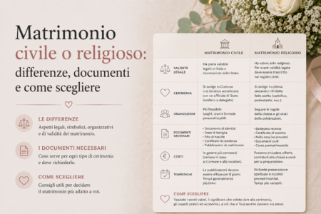 Matrimonio civile o religioso differenze, documenti e come scegliere