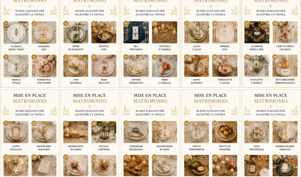 Mise en place matrimonio 50 idee eleganti per allestire la tavola